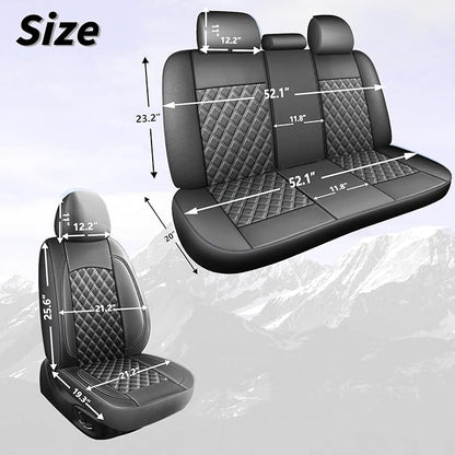 Car Seat Covers Full Set,Breathable and Waterproof Napa Leather Car Seat Cover,Interior Universal Fit for Cars,Sedans,SUVs,Vans,Trucks(Full Seat,Grey,N3)