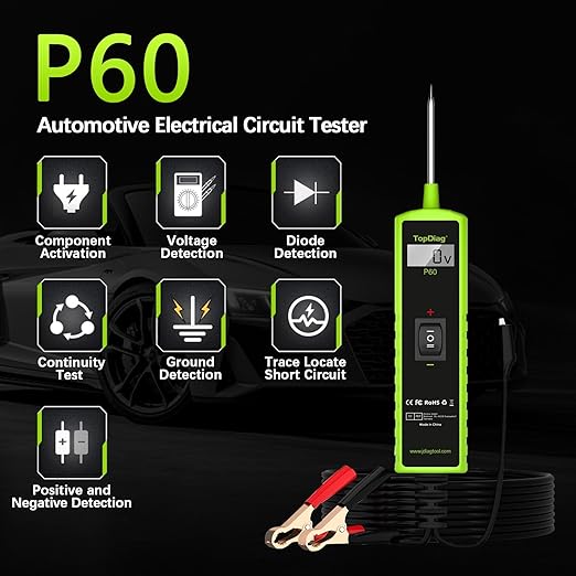 12 Volt Test Light Automotive, Power Circuit Probe Kit, 6V - 24V Car Fuse Tester, Voltage Tester 0.3v-70v, AC DC Outlet Tester, Automotive Short Circuit Finder, P60