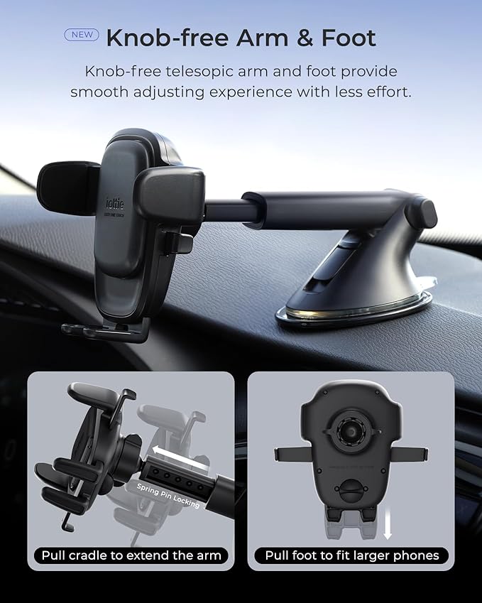 iOttie Easy One Touch Advanced Universal Car Mount Dashboard & Windshield Suction Cup Phone Holder for iPhone Samsung, Google, All Smartphones