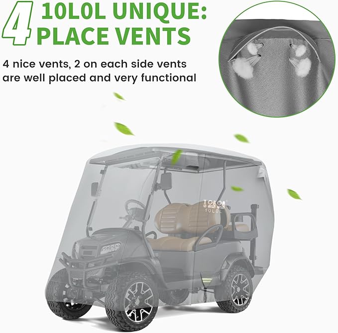10L0L Heavy Duty Golf Cart Cover for 2/4 Passengers EZGO, Club Car and Yamaha, All Weather Outdoor Protection Weatherproof