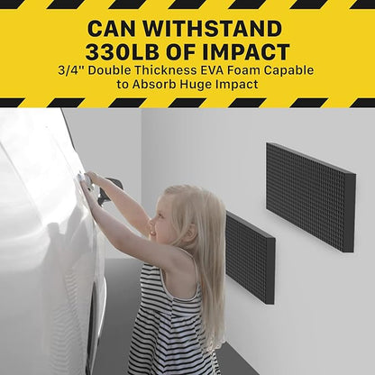 Fosmon Garage Wall Protector for Car Doors (4 Packs), 3/4" Ultra Thick Garage Wall Bumper Guard with EVA Foam (Up to 300LB Impact) and Mesh Self Adhesive Padding for Warehouse Parking Assist- Black