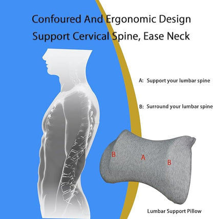 Lumbar Support Pillow for Car,Car Neck Pillow Kit for Car with Adjustable Strap,Car Headrest Pillow Ergonomic Design for Comfort