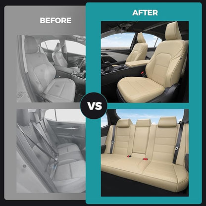 for Toyota Camry Seat Covers LE SE 2025 - Custom Fit Car Seat Covers Full Set, Leather Seat Covers for Cars, Waterproof Car Seat Cover, Beige