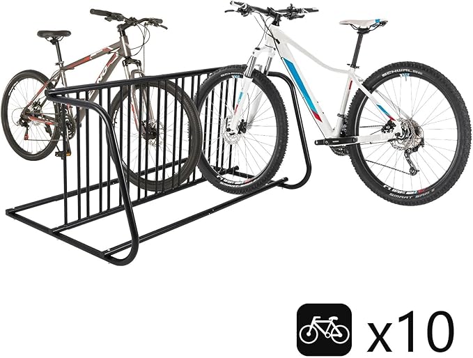 Commercial Floor Bike Rack Stand - 10-Bike Capacity, Premium Steel, Superior Stability, Suitable for Various Locations