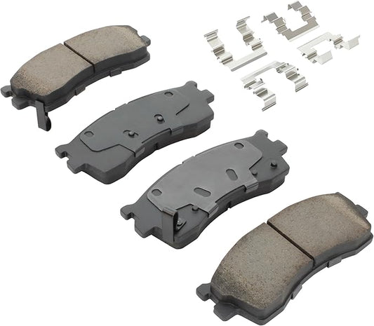 Premium Semi-Metallic Front Brake Pads (1001-0889M) Compatible with Kia Rio 2003-2005, Kia Sephia 2001-2001, Kia Spectra 2001-2004
