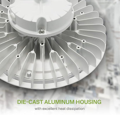 ASD LED High Bay UFO Light Fixture, Commercial Shop Lighting | Dimmable, IP69K Waterproof, DLC Premium, UL Listed | 200W 29600LM 5000K 100-277V | Warehouse, Garage, Workshop, Barn Lamp | White