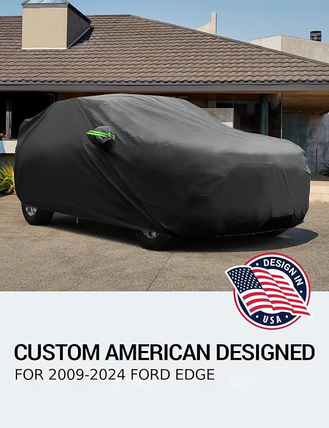 Proadsy 2025 Upgrade Car Cover for 2009-2024 2025 Ford Edge, Waterproof All Weather for Automobiles, Windproof Snowproof Rain Hail Sun UV Protection Full Outdoor Indoor Exterior Car Covers, Black
