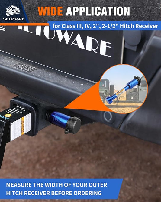 METOWARE Trailer Hitch Lock, Tailer Receiver Lock Fits Class III/IV, 2", 2-1/2" Hitch Receiver with 5/8" Dia Pin and 8 Rattle Rubber O-Rings, for Trailer, Truck, Car, Boat (Blue)