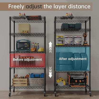 SINGAYE 5 Garage Heavy Duty Shelving Unit Kitchen Pantry Close Home Organizers and Storage Bathroom Shelf Laundry Room Organization Industrial Book Metal Wire Adjustable Shelves