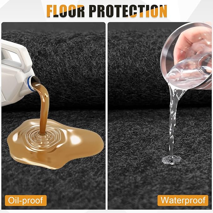 7.8x16 FT Garage Floor Mat for Golf Cart, Mid-Size SUV, Non-Slip Heavy Duty Oil Mat, Under Car Containment Garage Rugs, Felt and Rubber Material Mat