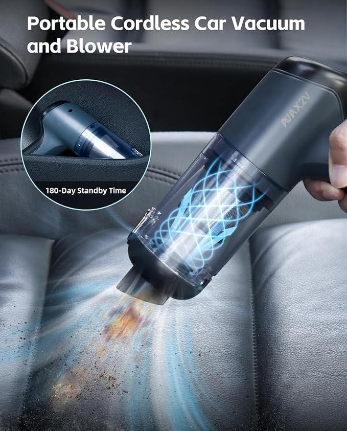 Car Vacuum Cleaner,80W/16Kpa/20Mins,Lightweight Mini High Power Pet Portable Handheld Cordless Vacuum Pro, Rechargeable Small Extractor Vacuum Detailing with Cleaning Gel for Car, Home and Office