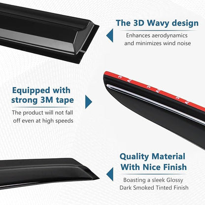4PCS Rain Guards Window Visors Wind Deflector Fits for 2018-2023 Honda Odyssey, Front & Rear Outside Mount Vent Shade, Tape-on Vent Visors, 2018 2019 2020 2021 2022 2023