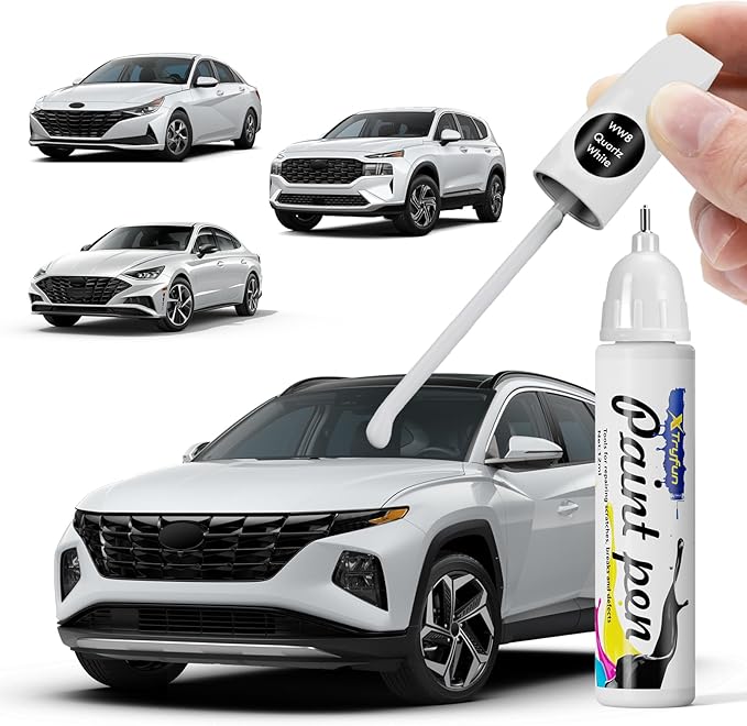 Quartz White (WW8) Touch Up Paint Compatible with Hyundai, DIY Car Paint Scratch Repair, Automotive Paints, Quick & Easy Fix Scratch Repair for Tucson/Elantra/Santa Fe/Sonata