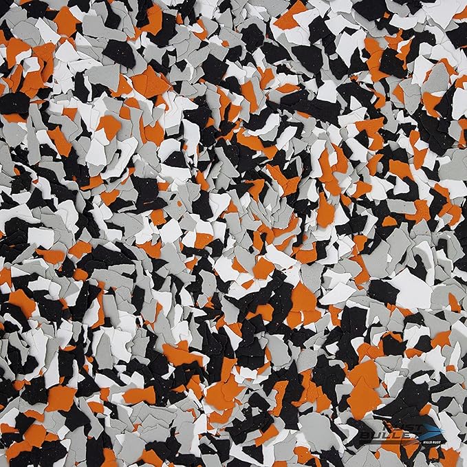 RUST BULLET Decorative Color Flakes - Harley Blend - Customize Concrete Floors with 1 LB of Durable, UV-Resistant Vinyl Chips for Stunning, Long-Lasting Designs