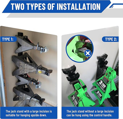 4 Packs Jack Stand Holder Wall Mount Organizer Bracket Rack Fits 4 & 5 & 6 Ton Jack Stands