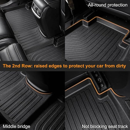 Binmotor-Floor Mats and Cargo Liner Set for Genesis G70 RWD 2019-2024 2025,2 Rows Floor Mats with Cargo Mat Set,Waterproof TPE Rubber Liners for Genesis G70 RWD Trunk Liner Accessories Mats -Black