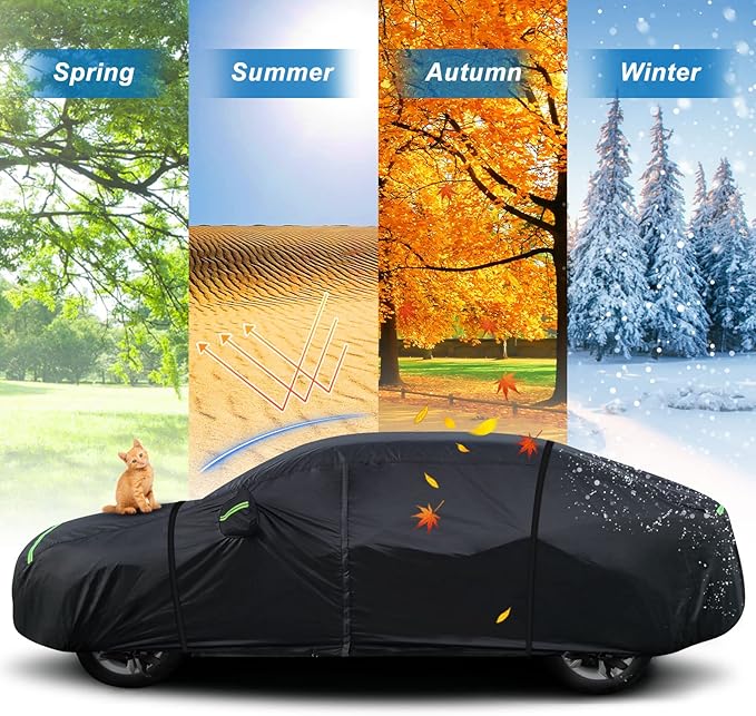 Outdoor Car Cover for Porsche Panamera 2014-2025 Waterproof All Weather Heavy Duty Windproof Protection Full Car Covers with Zipper and Storage Bag