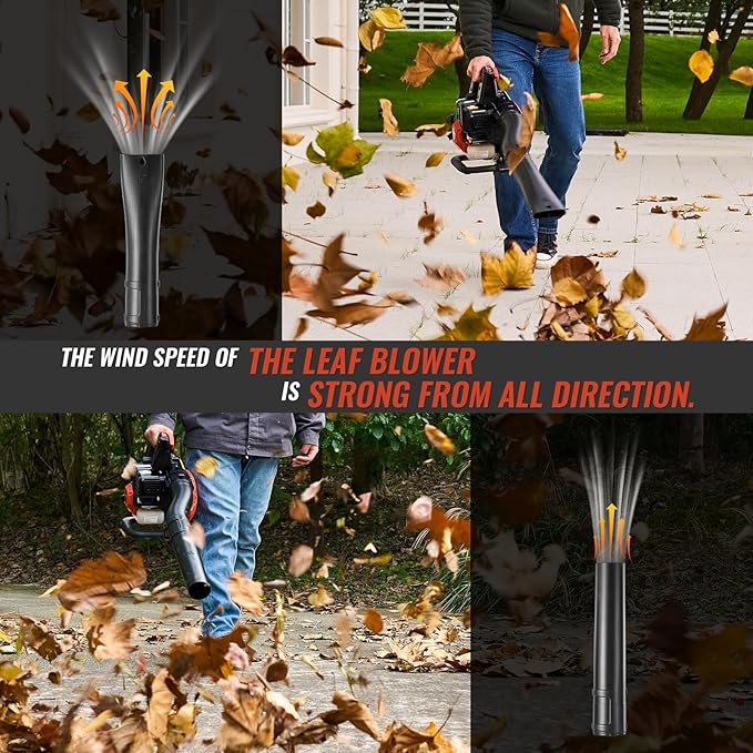 28CC Gas Leaf Blower 450-CFM 160-MPH, 2-Cycle Handheld Leaf Blower for Lawn Care, Leaf Cleaning, Snow Removal (Orange)