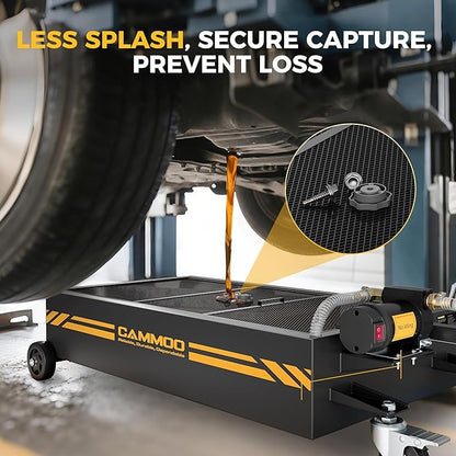 20 Gal Electric Oil Drain Pan, 110V High-Flow Pump, 9.8 FT Hose, 200 W Motor, 2 Locking Swivel Casters and 2 Directional Wheels Stable, Folding Handle, Heavy-Duty for Trucks, RVs, SUVs, Black