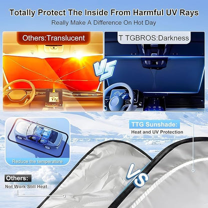 T TGBROS Windshield Sun Shade for Honda CRV 2023 2024 2025 4‑Layer Front Window Shade Cover Protector Custom Fit for CR-V Accessories UV/Heat Blocker, Foldable Visor (Fits LX/EX/EX-L/Sport)