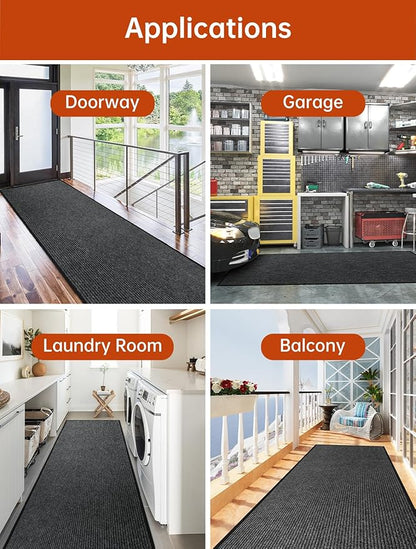Urban Vista 3' x 10' Commercial Grade Striped Brush Step Entrance Mat, Vinyl Backing, Heavy Duty Indoor Outdoor Door Mat