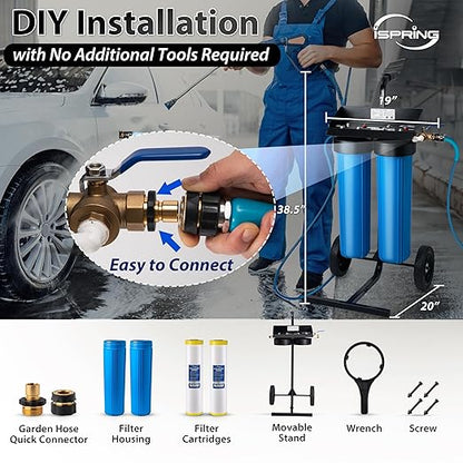 iSpring Spotless Car Wash System with Bypass Valve, Deionized Water System for Spot Free RVs, Model: WGB22BD-BP