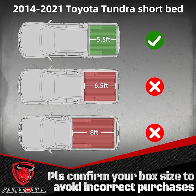 Hard Top Tri Fold tonneau Cover Compatible with 2007-2021 Toyota Tundra(Excl. Trail Edition) 5.5ft Bed (66.7"), Alloy Steel and Fiberglass Made