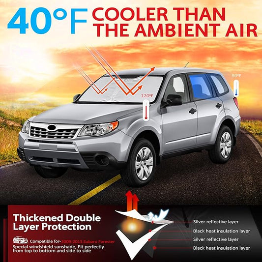 KAYZT Windshield Sun Shade for 2009-2013 Su-baru Forester Foldable Sunshade Front Window Custom Fit Car Accessories