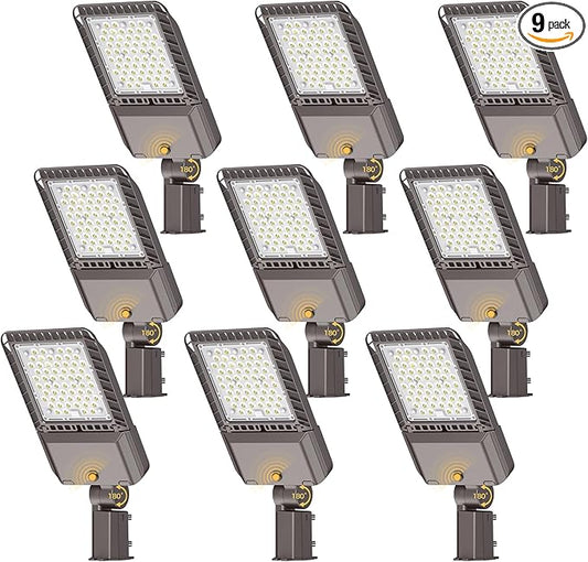 240W LED Parking lot Lights Commercial Area Oudoor Lighting LED Street Lights with Dusk to Dawn Photocell 43200Lm(180LM/W) 6000K IP65 Waterproof 100-277V for Driverway Parking Lot 9 Pack