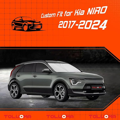 Custom Fit Windshield Sun Shade for Kia NIRO 2017-2025 - Full Coverage, 210T Reflective Fabric, Double-Layer Design - Blocks 99% UV Rays, Keeps Car Cool, Easy to Install and Store
