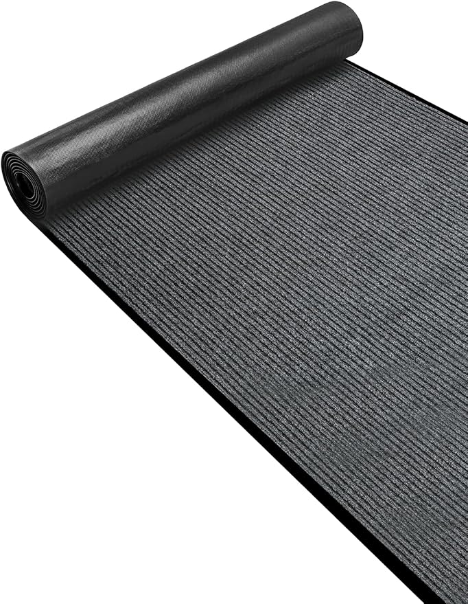 Urban Vista 3' x 10' Commercial Grade Striped Brush Step Entrance Mat, Vinyl Backing, Heavy Duty Indoor Outdoor Door Mat