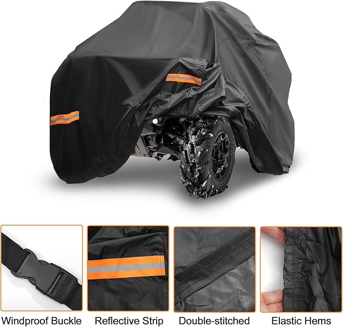 X AUTOHAUX ATV Cover for Can-am Outlander MAX XT DPS/XT-P Waterproof 4 Wheelers Quad Cover Outdoor Sun Rain Storage Protection 210D-PU Black 240x122x135cm