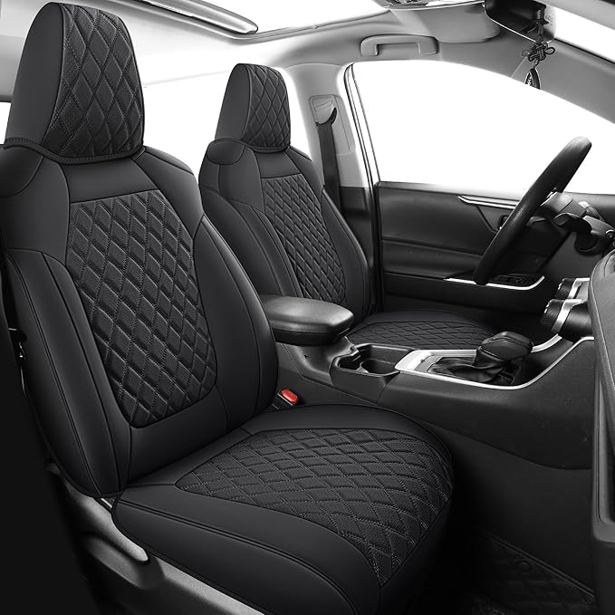 MIROZO Seat Covers for rav4,Waterproof Car Seat Covers Faux Leather Seat Cover Full Set Fit for 2019-2025 Toyota RAV 4 Non-Hybrid (Not for Adv & TRD-Off,Black)