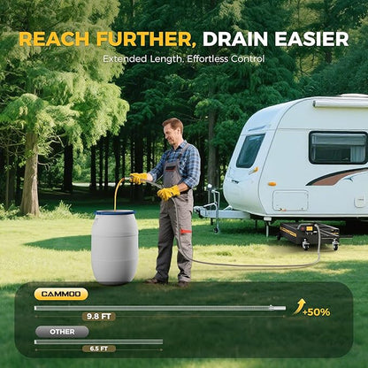 20 Gal Electric Oil Drain Pan, 110V High-Flow Pump, 9.8 FT Hose, 200 W Motor, 2 Locking Swivel Casters and 2 Directional Wheels Stable, Folding Handle, Heavy-Duty for Trucks, RVs, SUVs, Black