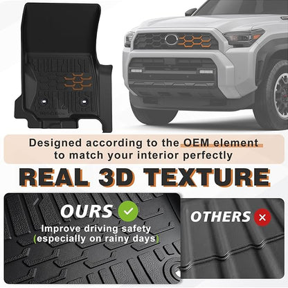 TripleAliners Floor Mats All Weather Liners Fit for Toyota 2025 4Runner Accessories Custom Fit TPE Heavy-Duty 1st & 2nd Row Waterproof Anti-Slip Floor Liners (Only for 5 Seats) Not for Hybrid Model