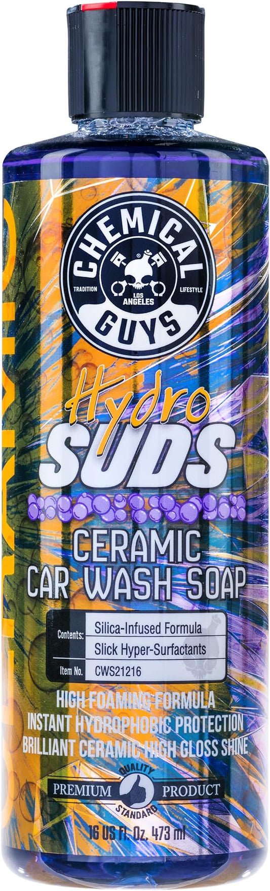 Chemical Guys CWS21216 HydroSuds Ceramic SiO2 Shine High Foaming Car Wash Soap (Works with Foam Cannons, Foam Guns or Bucket Washes) For Cars, Trucks, Motorcycles, RVs & More, 16 fl oz, Berry Scent