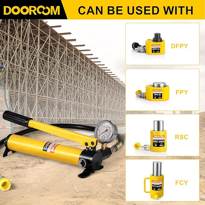 CP-180 Hydraulic Hand Pump with Oil Gauge, Hand Operated Pump Suitable for Separate Hydraulic Tools