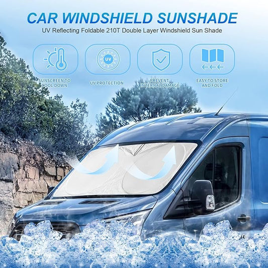 for Ford Transit 2015-2023 2024 2025 2026 Car Windshield Sunshade Sun Shield Custom Fit Transit Wagon XL Cargo,Wagon XLT,Connect Van XL,Front Window Shades Cover Sun Visor Protector Car Accessories