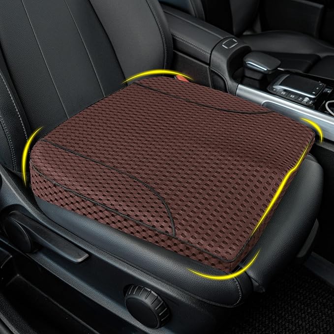 Car Seat Cushion, Comfortable Memory Foam Seat Pillow for Driving, Sciatica-Back Pain Relief, Cushion for Car-Truck, Office, Wheelchair - Mesh Brown