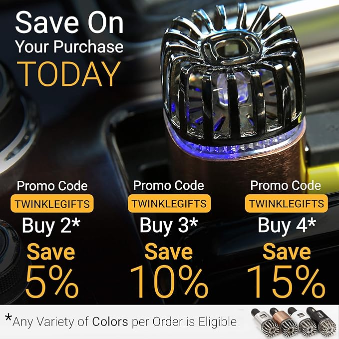 Car Air Purifier Ionizer - 12V Plug-in Ionic Anti-Microbial Car Deodorizer with Dual USB Charger - Smoke Smell, Pet and Food Odors, Allergens, Viruses Eliminator for Car (Matte Copper)
