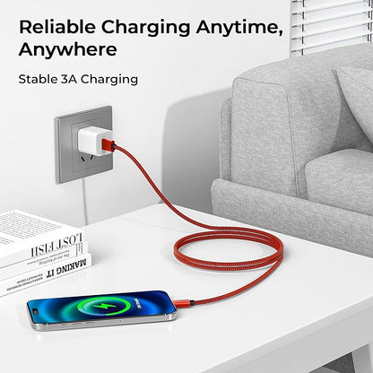 Basesailor USB Type C Charger Cable 3-Pack 3.3/6.6/10FT,Charging Cord for Samsung Galaxy Tab A 10.1 A7 S8 S7 S6 S5E,Z Flip Fold,Note 20,S9 S10 S10E S23 S20 S21 S22 FE Lite Plus Ultra,Google Pixel
