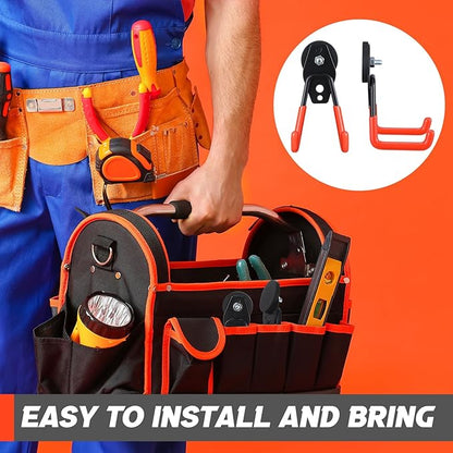 Landhoow Large Magnetic Hooks Heavy Duty Garage Magnet Hooks Strong Storage Utility Magnetic Hangers with Anti Slip Rubber Coating for Indoor and Outdoor Hanging(Orange,10 Pcs)