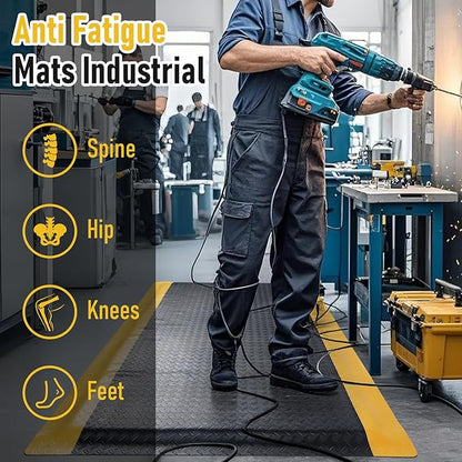 tonchean 3 x 7 FT Anti Fatigue Mats, Extra Thick 15/16" Ergonomic Standing Floor Mat Industrial Working Soft Sponge for Machinist Workshop Garage, Reducing Pressure