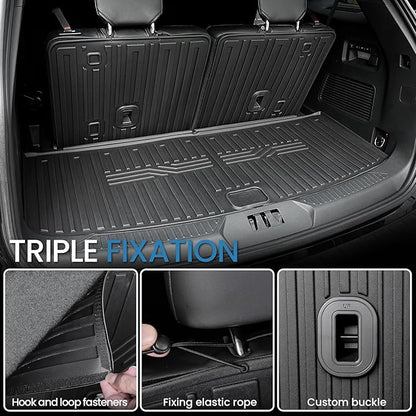 Floor Mats for 2020-2024 2025 Ford Explorer 7 Seats Bench Seat Car Mat Accessories, All Weather TPE Cargo Mat Backrest Mats Active/Platinum(7 Seat Floor Mats+2-in-1 Cargo Mat)