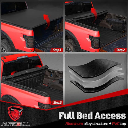 Soft Roll-up tonneau Cover Compatible with 2022-2025 Toyota Tundra 6.5ft Bed, PVC Top Alloy Steel Structure