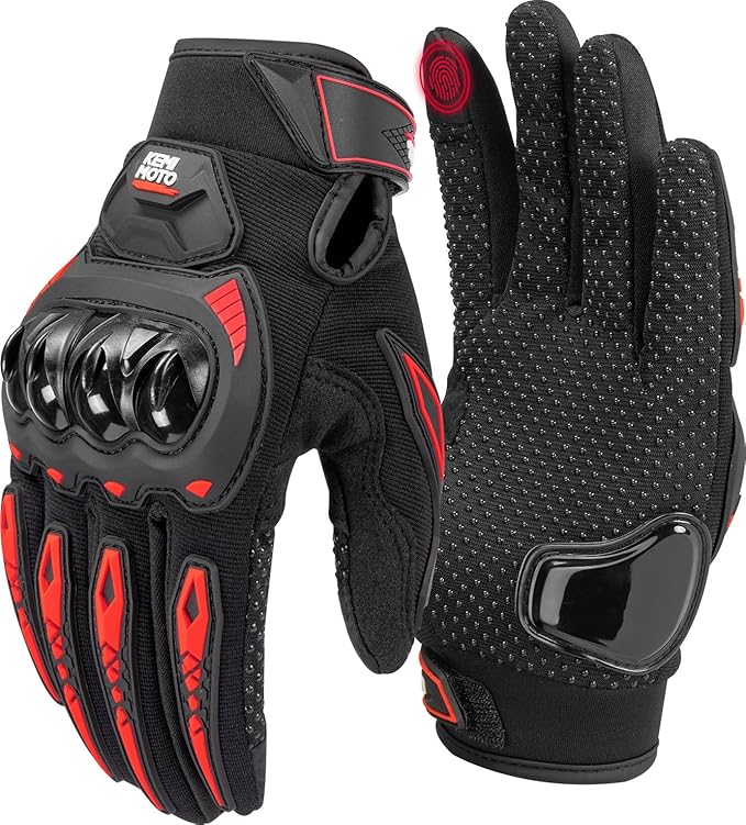 KEMIMOTO Motorcycle Gloves for Men/Women, Touchscreen Dirt Bike Gloves with Shell, Anti-Slip for Motorbike, Riding, Racing, Cycling, Dirt Bike, ATV, UTV, Motocross, BMX, Hiking