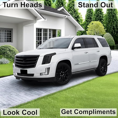 BOGAR TECH DESIGNS Full Headlight Head Light Tint Kit Fits Cadillac Escalade (ESV) 2015-2020, Dark Smoke