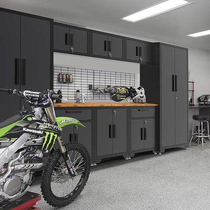 Torin Garage Cabinets Storage System, 9 Piece Included Steel Drawers Rolling Chest,Locked Storage Cabinet, Perfect for Organizing Garage and Tools, Black/Grey