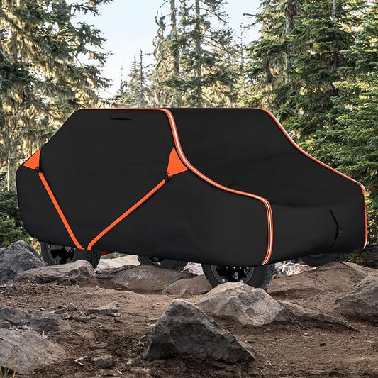 125 Inch UTV Cover for Polaris Ranger RZR, Can-Am Defender Maverick Commander, Yamaha Wolverine, Kawasaki Mule, Honda Pioneer, Black 600D Side by Side Cover Protection for 2-3 Seater UTV