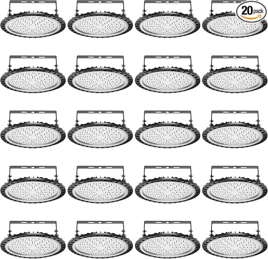 Viugreum High Bay LED Shop Lights, 300W UFO LED High Bay Light 30,000LM 120V LED High Bay Lights 5000K Daylight, Alternative to 1300W MH/HPS for Garage Workshop Barn Factory Warehouse - 20 Pack